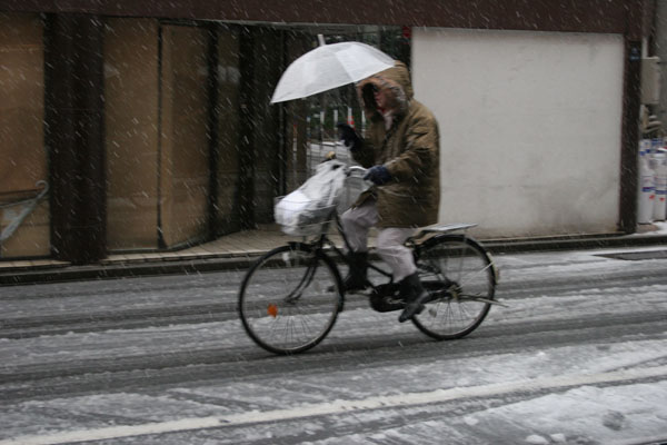 biking in the snow, Japanese style